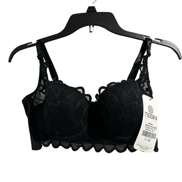 Tissini bra black scalloped NEW 34c underwire‎ structured very light padding - Picture 1 of 4